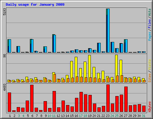 Daily usage for January 2009