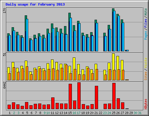 Daily usage for February 2013