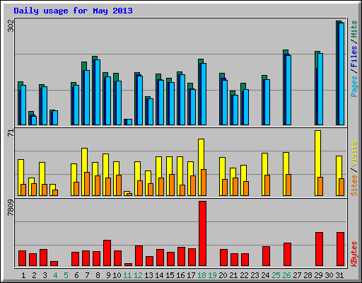 Daily usage for May 2013