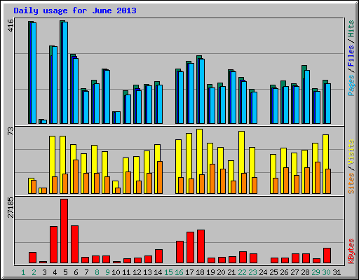 Daily usage for June 2013