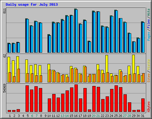 Daily usage for July 2013