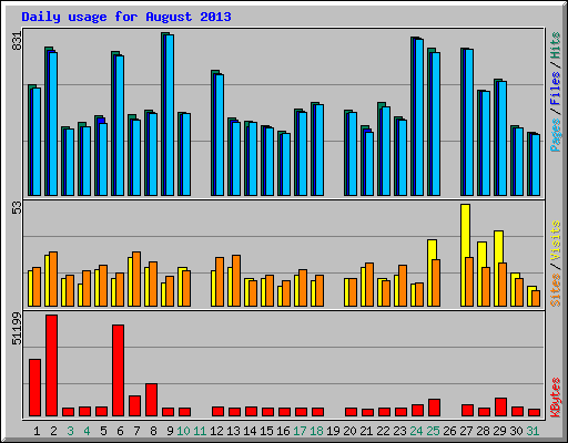 Daily usage for August 2013