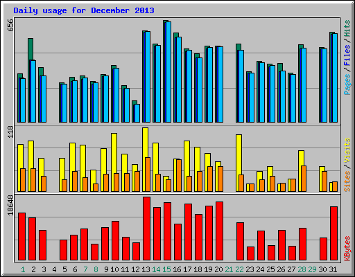 Daily usage for December 2013