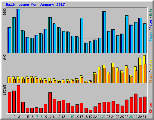 Daily usage for January 2017