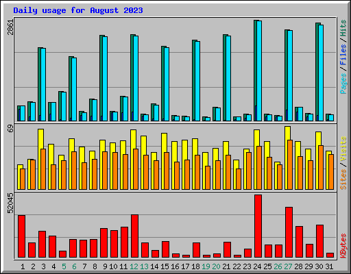 Daily usage for August 2023