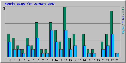 Hourly usage for January 2007