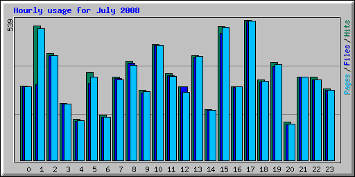 Hourly usage for July 2008