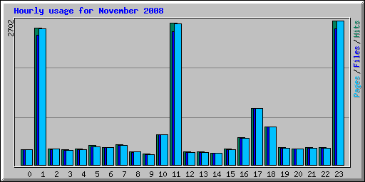 Hourly usage for November 2008