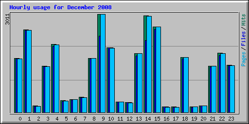 Hourly usage for December 2008