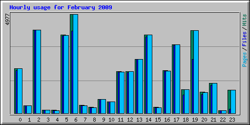 Hourly usage for February 2009