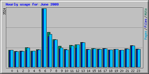 Hourly usage for June 2009