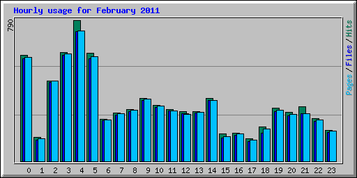 Hourly usage for February 2011