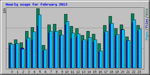 Hourly usage for February 2013