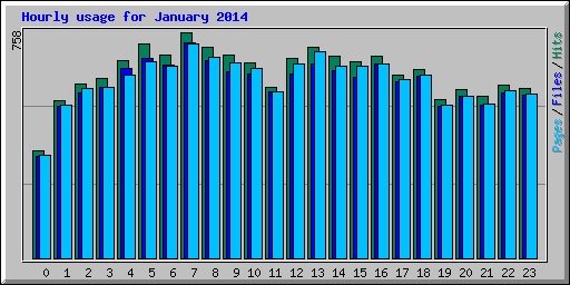 Hourly usage for January 2014