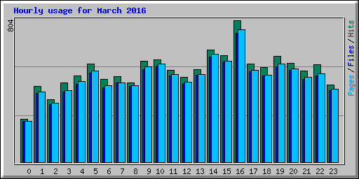 Hourly usage for March 2016