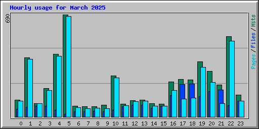 Hourly usage for March 2025